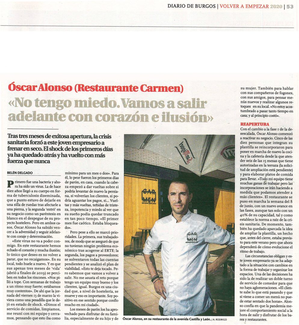 Oscar Alonso Carmen Restaurante Diario de Burgos